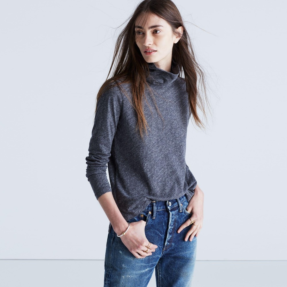 Madewell Whisper Cotton Turtleneck Top - Picture 2 of 3